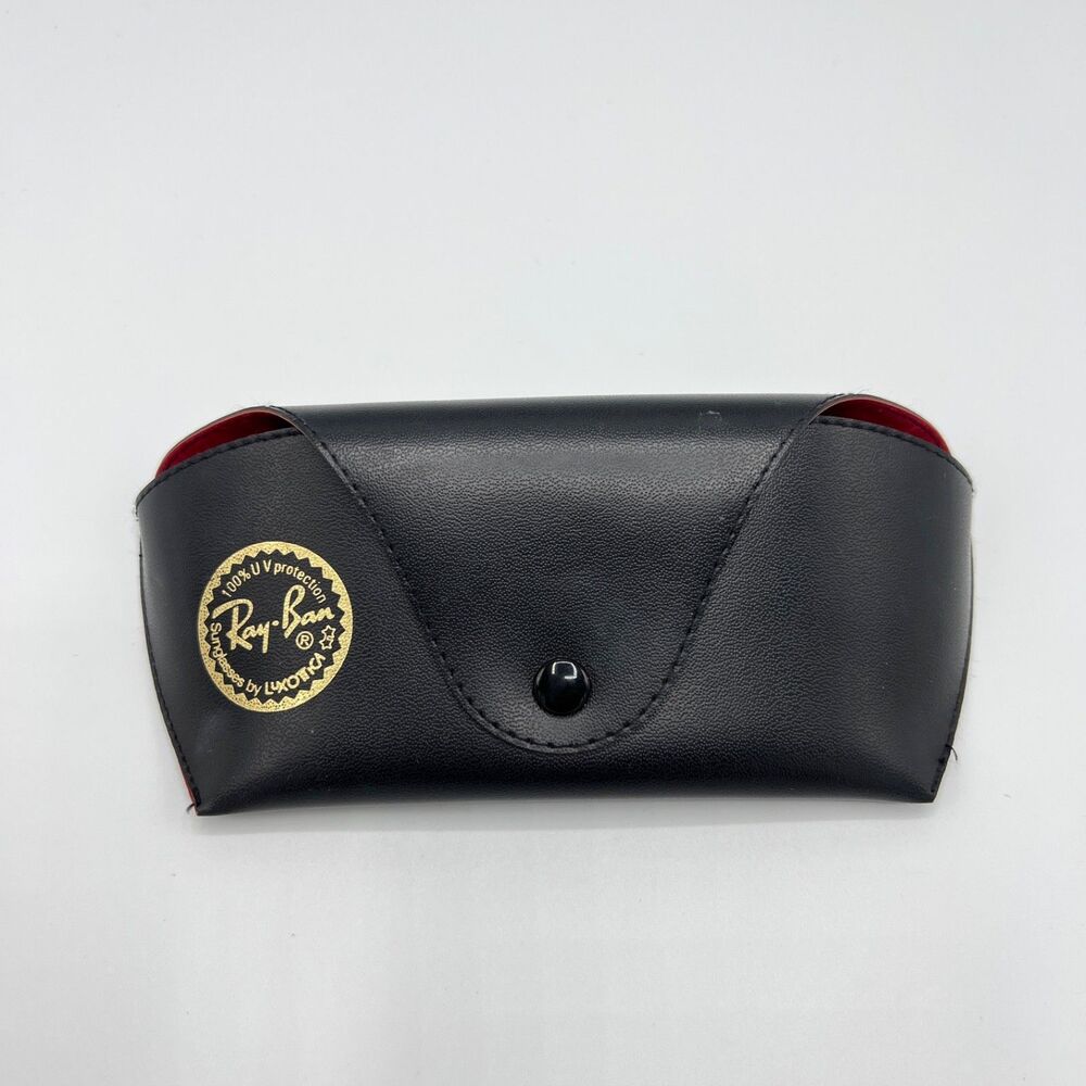 Rayban Soft Sunglasses Case Black Faux Leather Red Lining